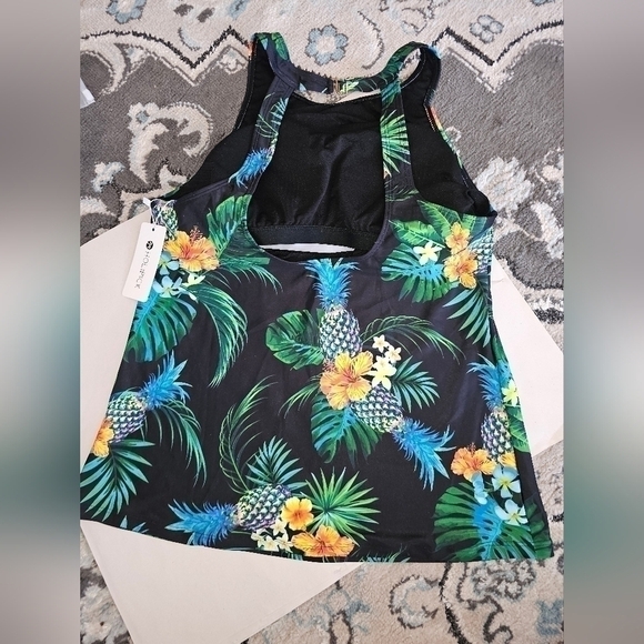 HOLIPICK 2 pc BIKINI BLACK TROPICAL SZ L NEW "V" - Picture 3 of 7